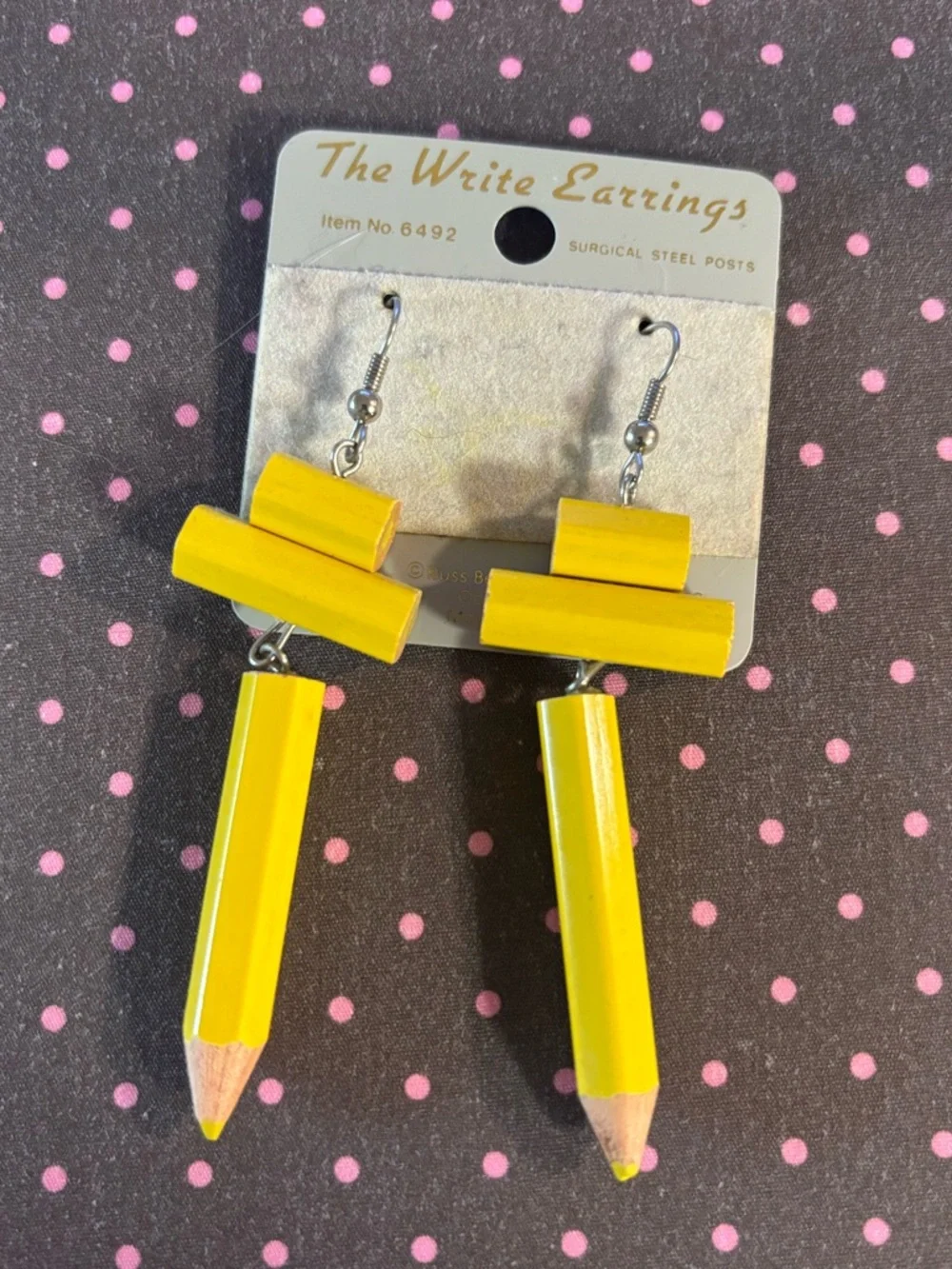 Vintage Yellow Pencil Earrings